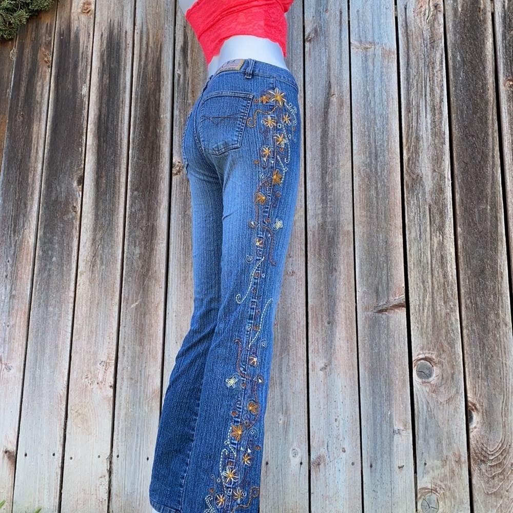 Vintage Embroidered Boho Hippie Jeans